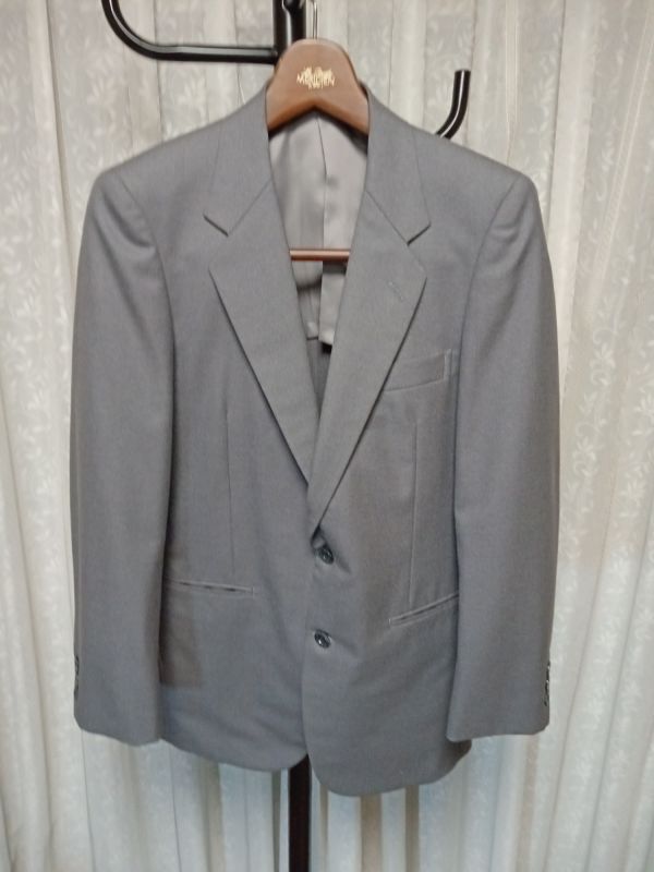 【詳細】テーラードジャケット/Mサイズ ◆毛100%②◆グレー スーツ 背広 ブレザー 上着 メンズ 紳士 カジュアル ビジネス シングル 一管5拍卖