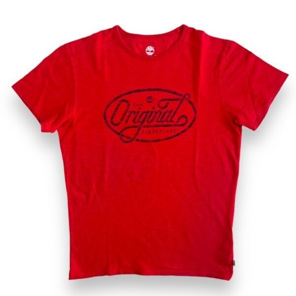 国内正規品 TIMBERLAND Earthkeepers ティンバーランド アースキーパーズ 半袖 プリント ロゴ コットン Tシャツ S/S トップス 古着 赤 S拍卖