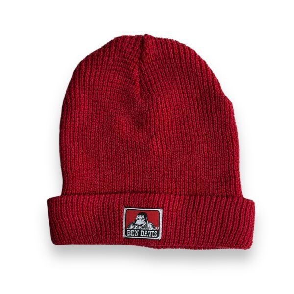 美品 BEN DAVIS ベンデイビス COTTON KNIT CAP コットン ニット キャップ 29161J12020 ロゴ ニット帽 ビーニー 帽子 服飾小物 レッド拍卖