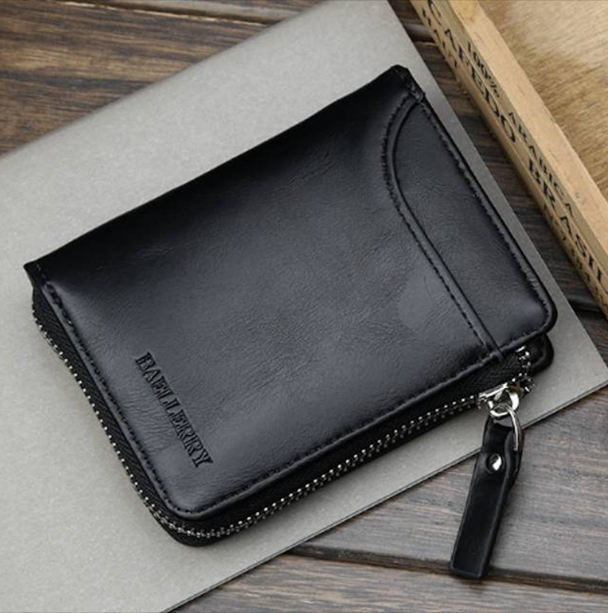 LDL099# 二つ折り財布 本革 レザー 多機能大容量 コインケース カード収納 ブラック拍卖