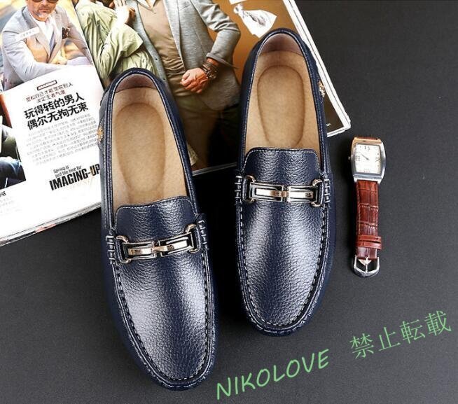 新品 ローファー スリッポン ビジネスシューズ メンズ 紳士靴 ドライビングシューズ カジュアル靴 紺 26.5cm LF828拍卖