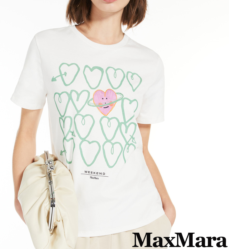 新品63%OFF マックスマーラ Max Mara コットン プリントTシャツ ホワイト Sサイズ 【送料無料】拍卖