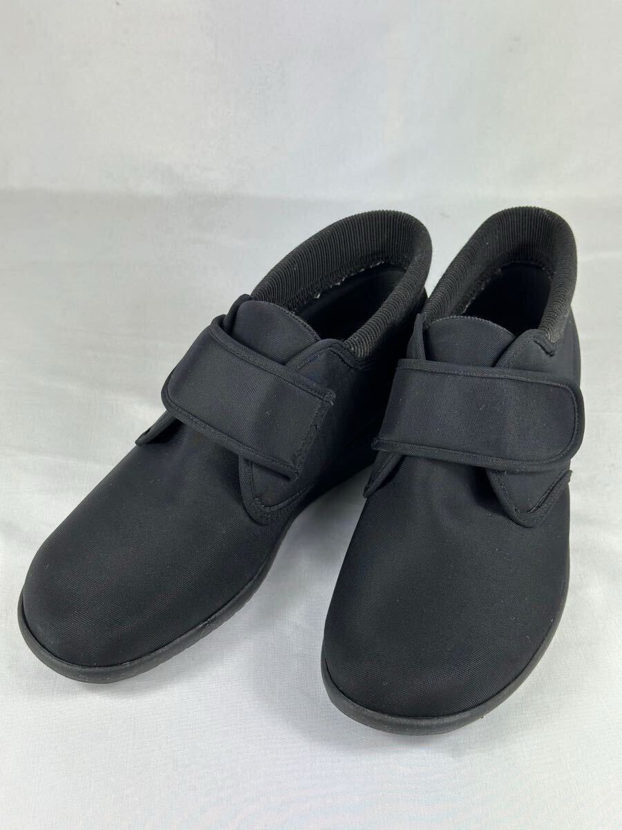 快歩主義 介護シューズ ショートブーツ サイズ24.5 EEE ブラック拍卖