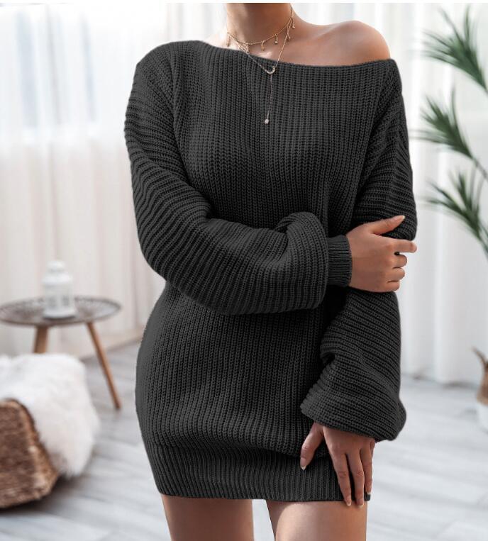 BS1016 レディースワンピース☆大人 sexy  ☆    可愛い  通勤  ニットワンピ   黒拍卖