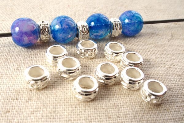 即決! 10個 エスニック メタルビーズ 銀☆スペサー ハンドメイドアクセサリー 資材拍卖