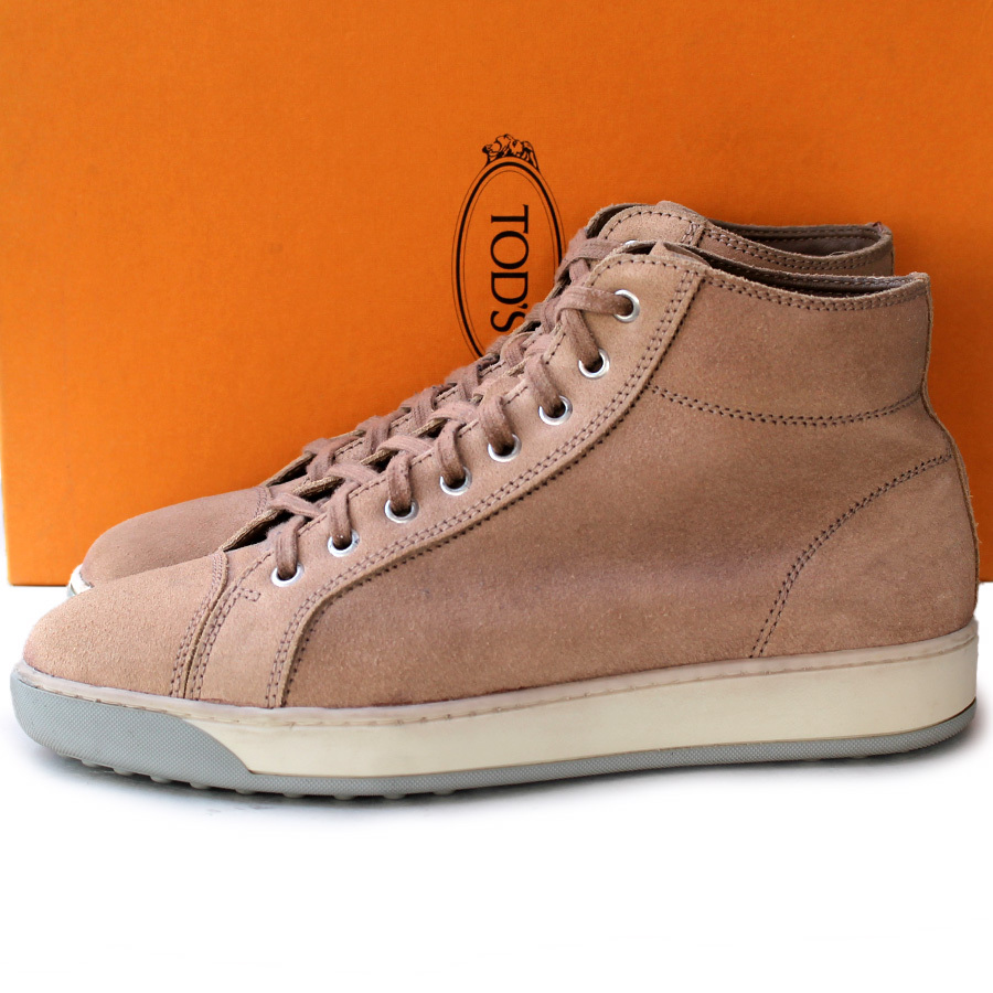 イタリア製★トッズ TOD'S★レザースニーカー 6.5=25.5 ハイカットスニーカー ブラウン メンズ ショートブーツ i-864拍卖