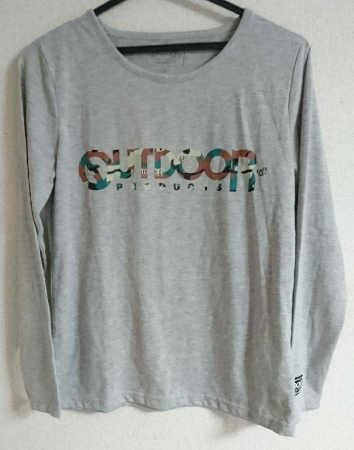 Lサイズ OUTDOOR アウトドア 長袖 カットソー グレー×迷彩拍卖