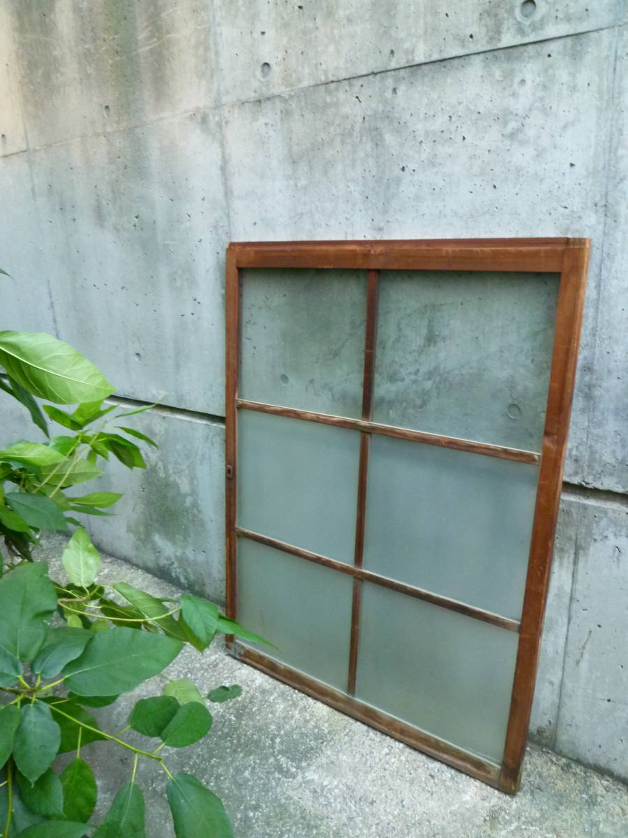 最終値下げ!M6636 京都古民家 レトロガラス ビンテージ木製引き戸 1枚 建具【送り先は会社 事務所 店舗限定】【個人様は西濃運輸局留め】拍卖