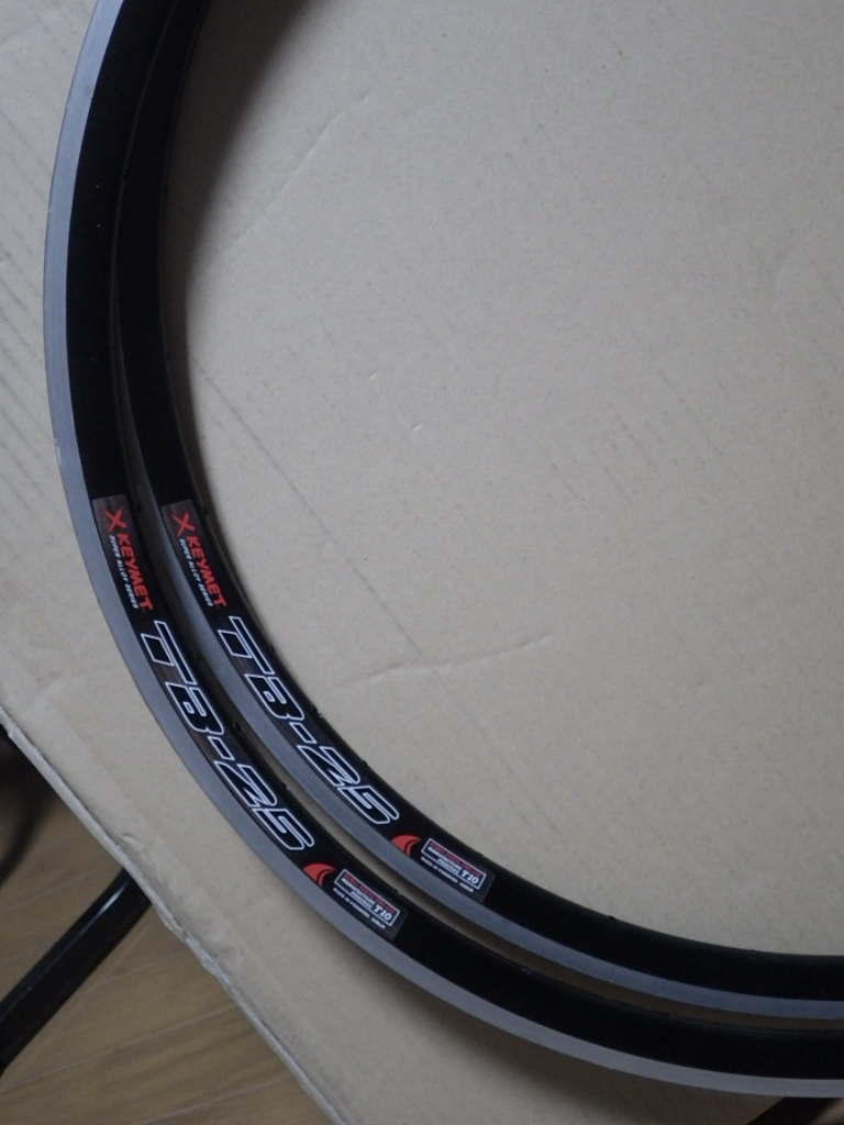 ペア(二本) チューブラー 細リム(外18.8) アルミ TB-25 TU 28H キンリン 25ミリ高 片方シール無し 片輪穴拡げ加工あり 減りほぼ無し拍卖