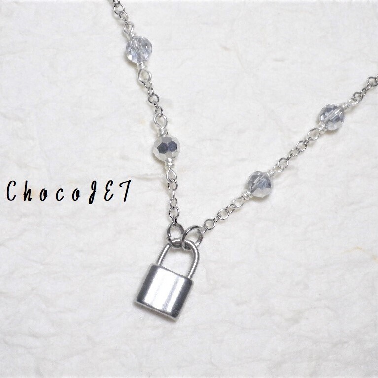 シルバービーズのステンレス・ロックネックレス 銀色南京錠拍卖