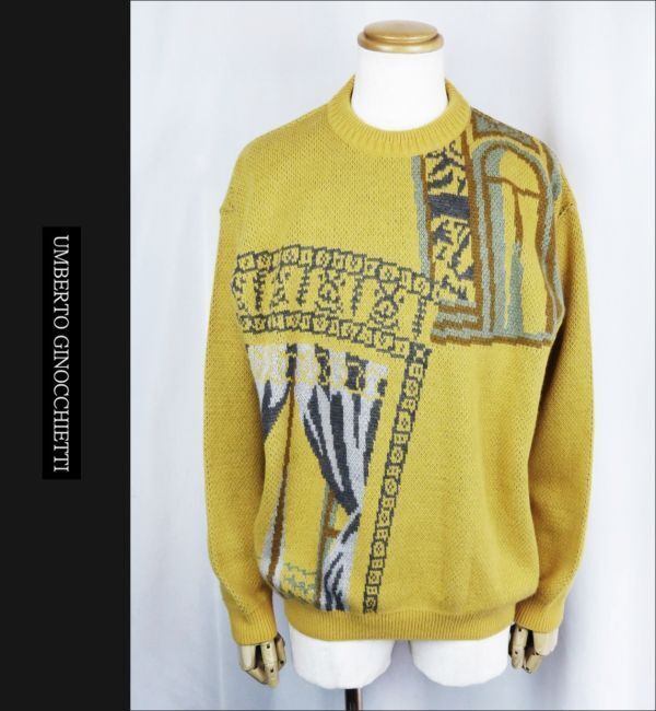 ■■<美品>ウンベルトジノゲッティー<UMBERTO GINOCCHIETTI/W knit>Crew Neck ニット セーター<株ライカ:48>■■拍卖