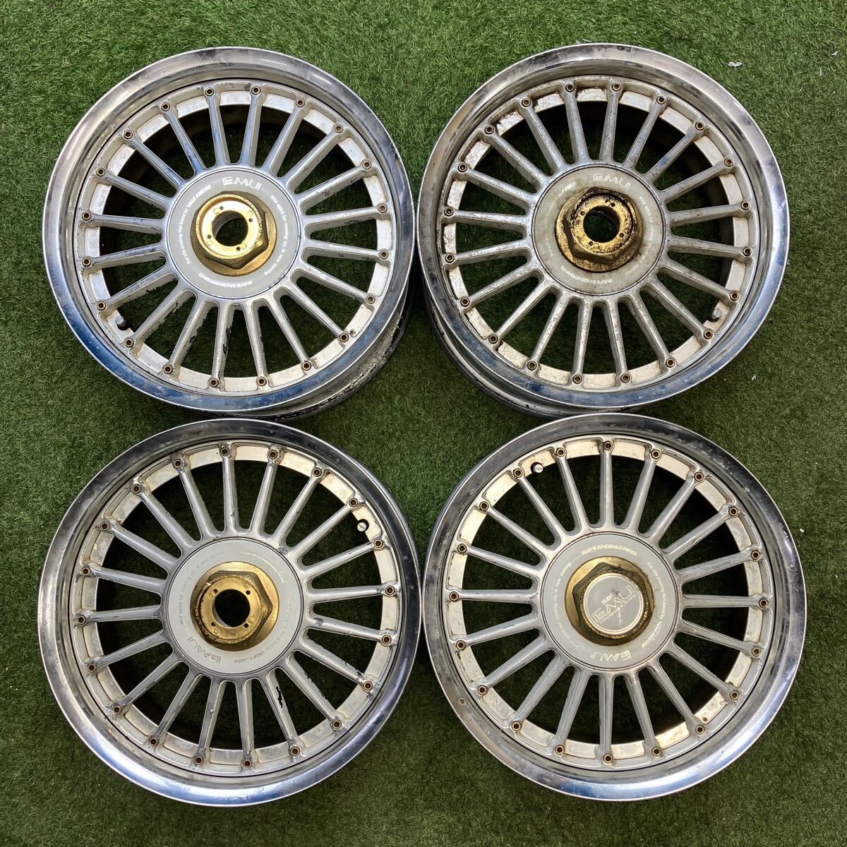 【0403】15インチ 6.5JJ RAYS EMUI レイズ 15×6.5JJ ET+29 PCD114.3 4穴 ハブ径60 中古アルミホイール4本拍卖