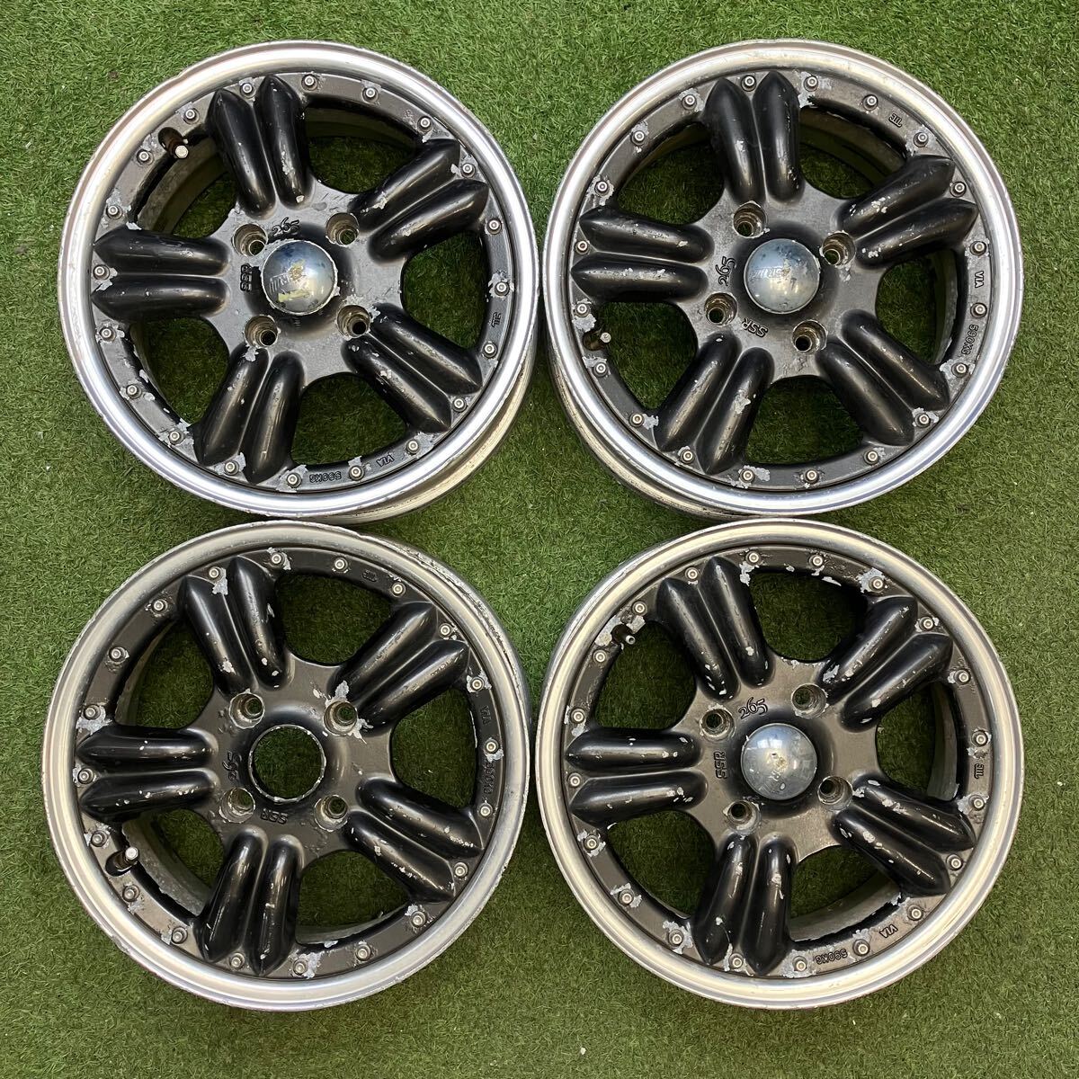 【0411】15インチ 6.5JJ SPEED STAR SSR 265 15×6.5JJ ET+47 PCD114.3 4穴 ハブ径74 中古アルミホイール4本拍卖