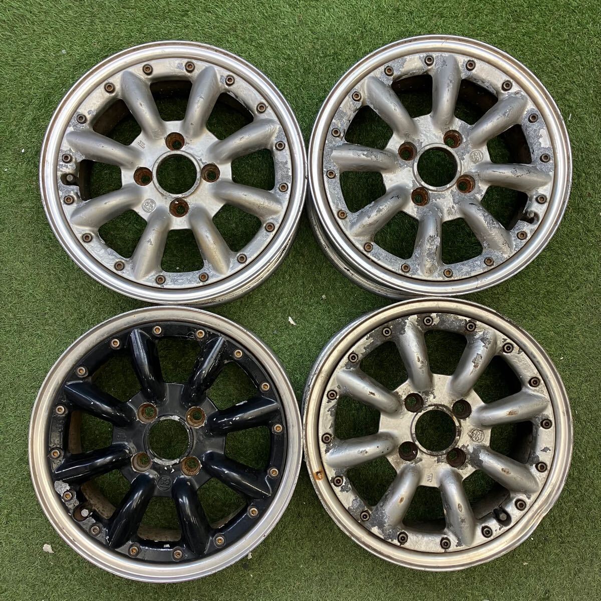 【0428】14インチ 6.0JJ SPEED STAR ワタナベ RS-8 FFタイプ スピードスター 14×6.0JJ ET+40 PCD100 4穴 ハブ径65 中古4本拍卖