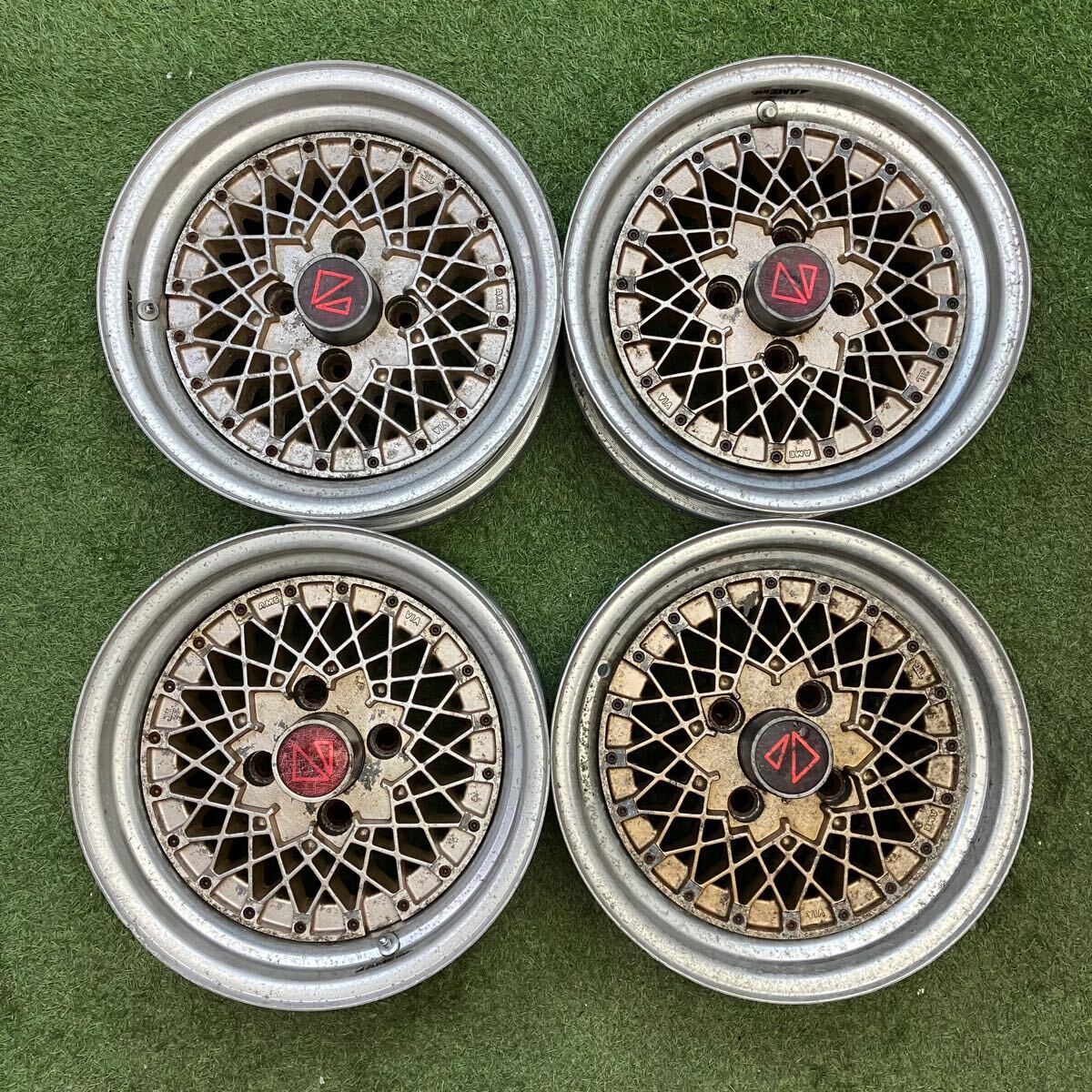 【0503】★旧車★深リム★15インチ 6-JJ 6.5-JJ AME 6-JJ×15 +10 / 6.5-JJ×15 +4 PCD114.3 4穴 ハブ径76 アルミホイール4本拍卖