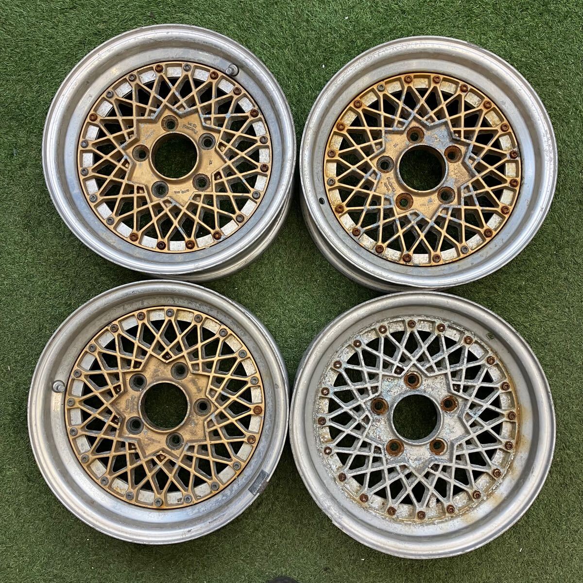 【0538】★旧車★14インチ 6J RAYS VOLK RACING レイズ 14×6J ET+15 PCD114.3 5穴 ハブ径73 中古アルミホイール4本拍卖