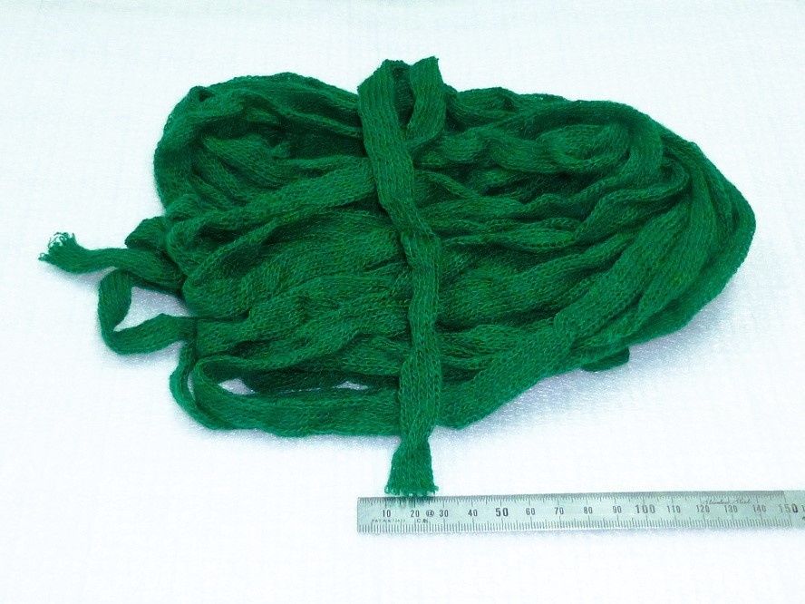 【アクリルニット紐☆長さ約10m☆グリン】幅約15mm 緑 グリーン みどり ミドリ 丸編みニット生地 筒編み 編み物 編物 丸編み チューブ拍卖