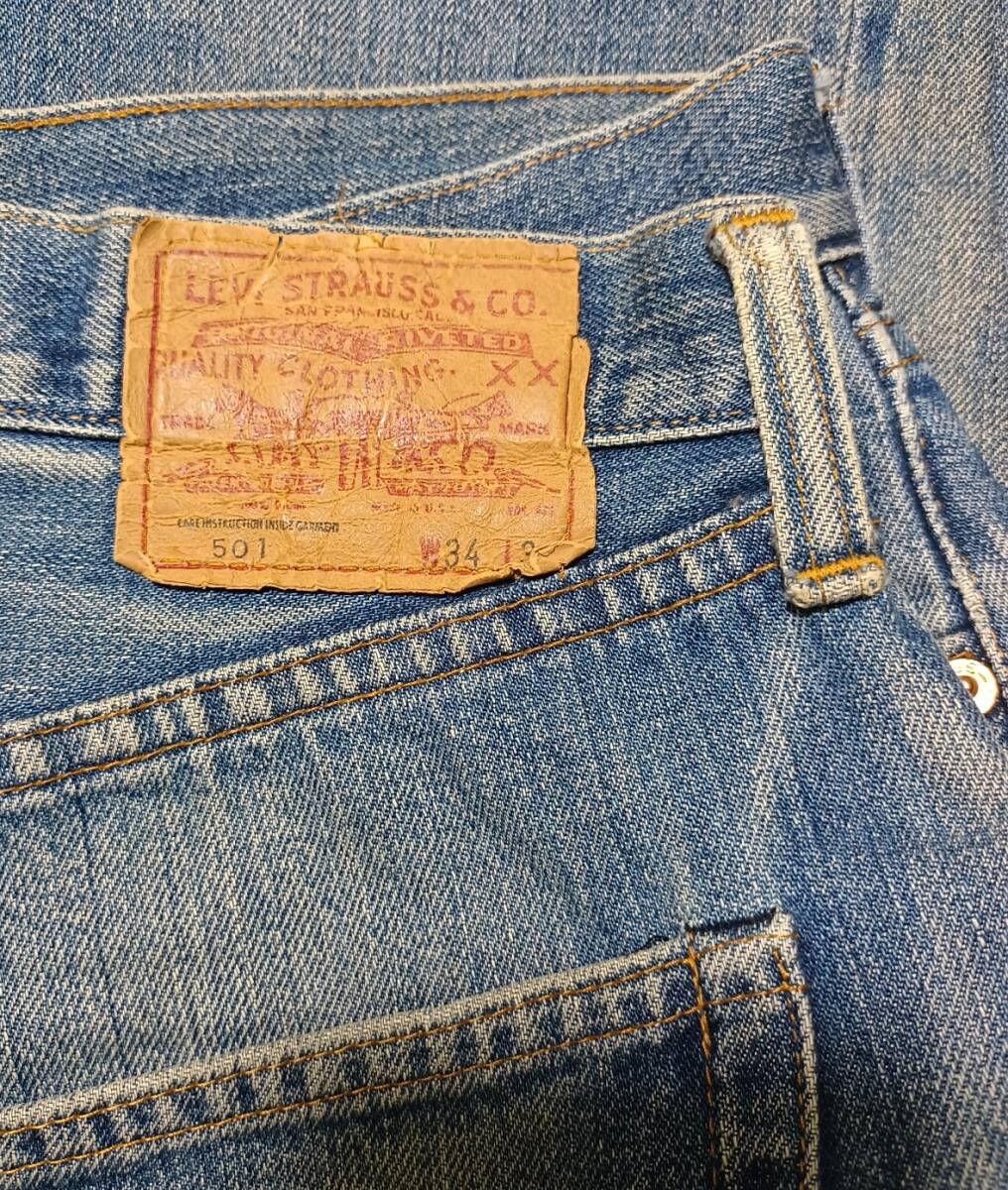 Levi's 501 66 前期 後期 移行期 リーバイス 70s ビンテージ vintage denim w34 約41cm L36 約82cm ポケット裏チェーン 赤耳拍卖
