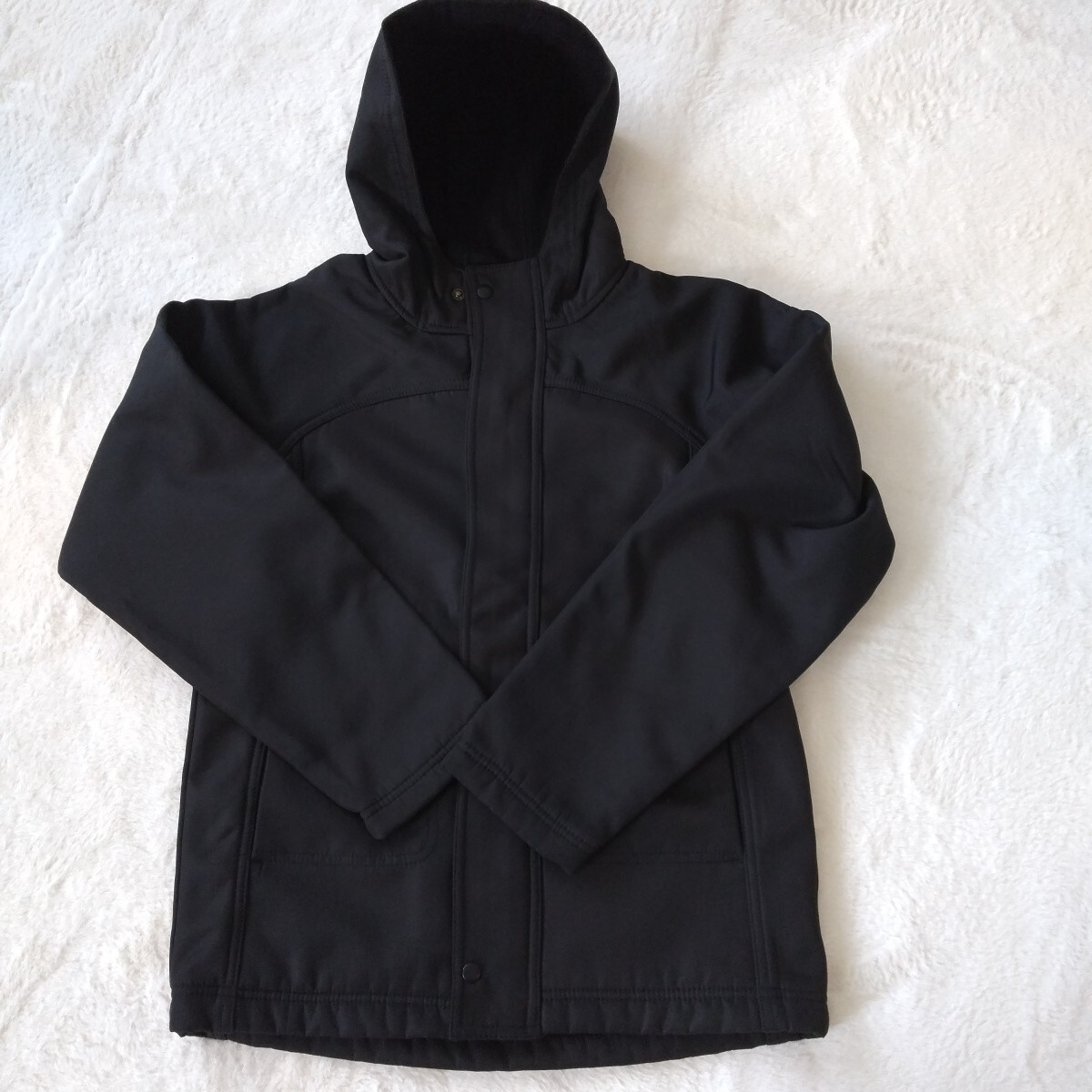 アウター 防寒着 ジップアップパーカー 黒 裏起毛 子供 男の子 150拍卖