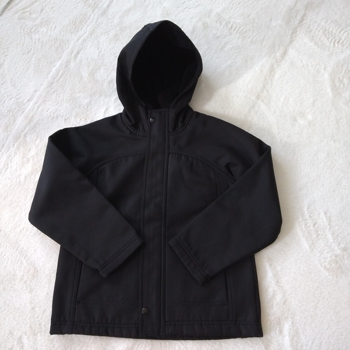 アウター 防寒着 上着 ジップアップパーカー 黒 子供 男の子 裏起毛 120拍卖