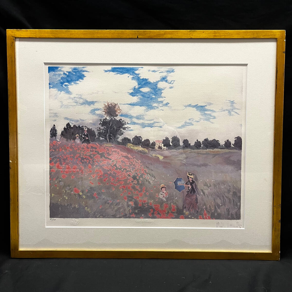 【模写】額装 リトグラフ  額装(約)縦68㎝×横81㎝×厚み2cm拍卖