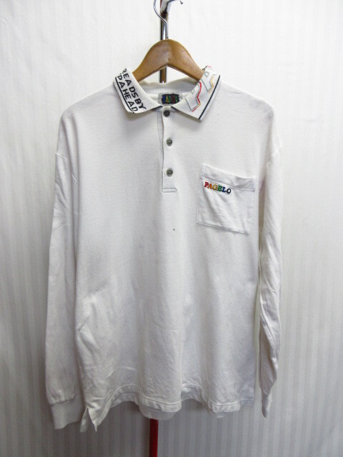 PAGELO パジェロ 長袖ポロシャツ メンズLL XL 長袖カットソー 長袖シャツ レインボーロゴ刺繍デザイン 11191拍卖