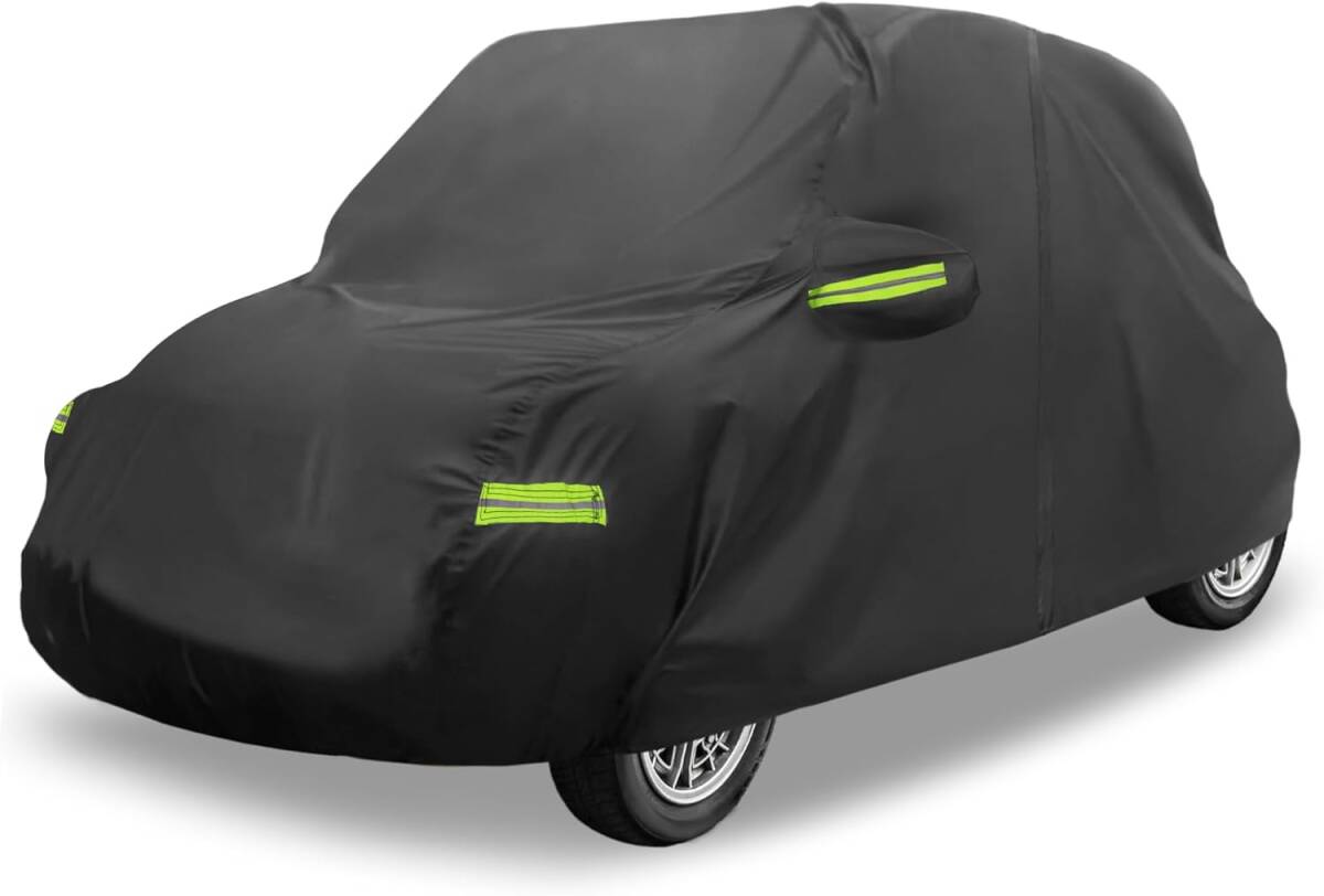 【全天候対応!愛車を守る】フィアット500専用 2007-2022年式対応 防水・防塵・防炎カーカバー ブラック ジッパー付き拍卖