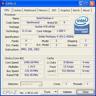 INTEL Pentium4 2.40 GHz (FSB533MHz) Socket478 Northwood 中古正常品拍卖