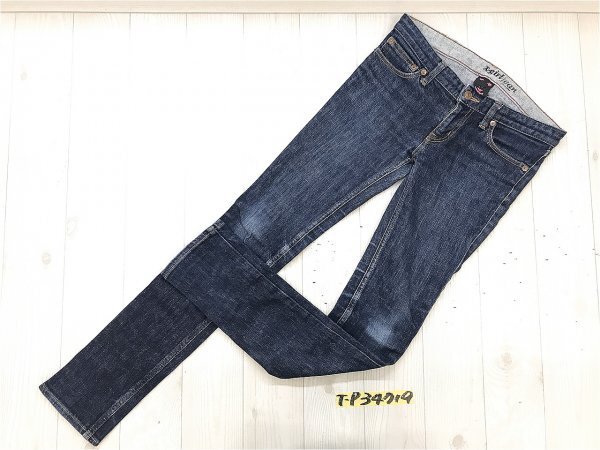 X-girl エックスガール レディース ハートポケット デニム スキニーパンツ 0 ネイビー拍卖