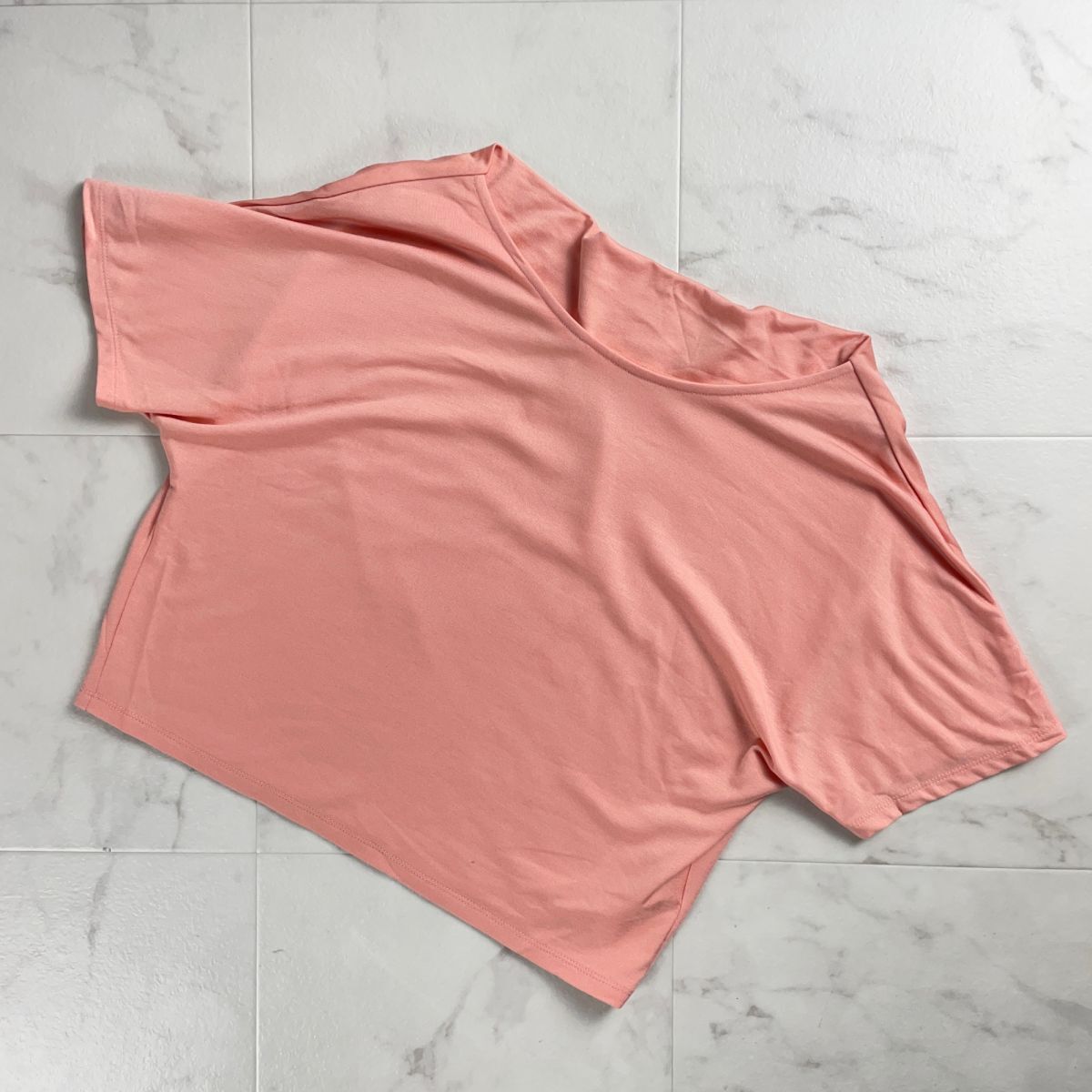 新品未使用 Noble ノーブル ドレープ半袖カットソー トップス レディース サーモンピンク サイズF*TC1157拍卖