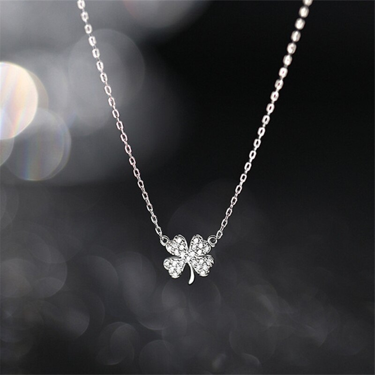 ネックレス ペンダント レディース シルバー925 幸運 四つ葉 クローバー シンプル かわいい アクセサリー #2拍卖