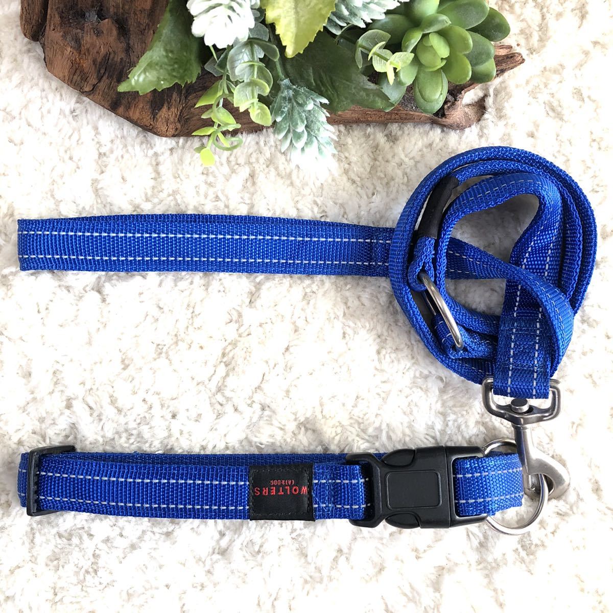 ★同梱お得★首輪&リード・大型犬・WOLTER-No.21・ブルー♪拍卖