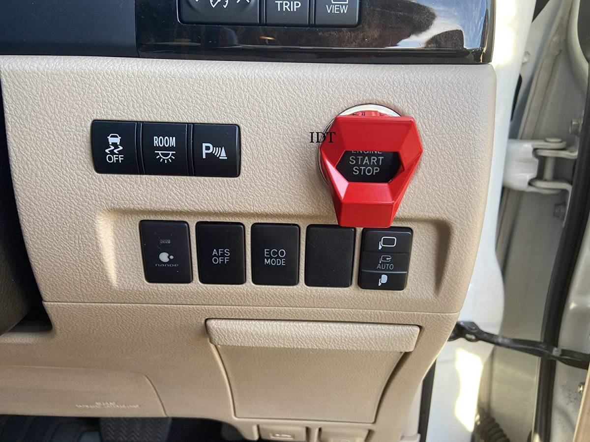 20系 アルファード ヴェルファイア ミサイルスイッチカバー 赤 プッシュスタートリング ガーニッシュ インテリアパネル 汎用 多車種取付可拍卖