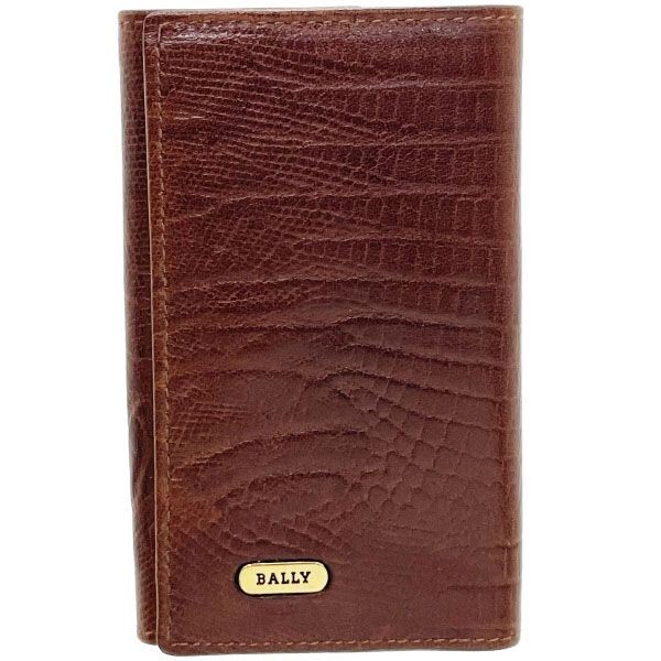 13870 バリー キーケース ロゴ 6連キーケース 型押し レザー 革 ブラウン 茶色 BALLY 6本用キーケース拍卖