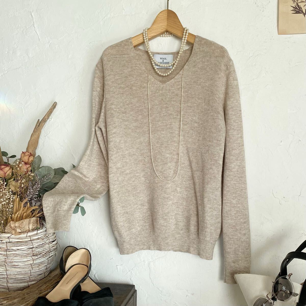 BEAUTY & YOUTH UNITED ARROWS *ウール&カシミヤニット* ニットプルオーバー/セーター/トップス/ニット/デザイン編みニットトップス/拍卖