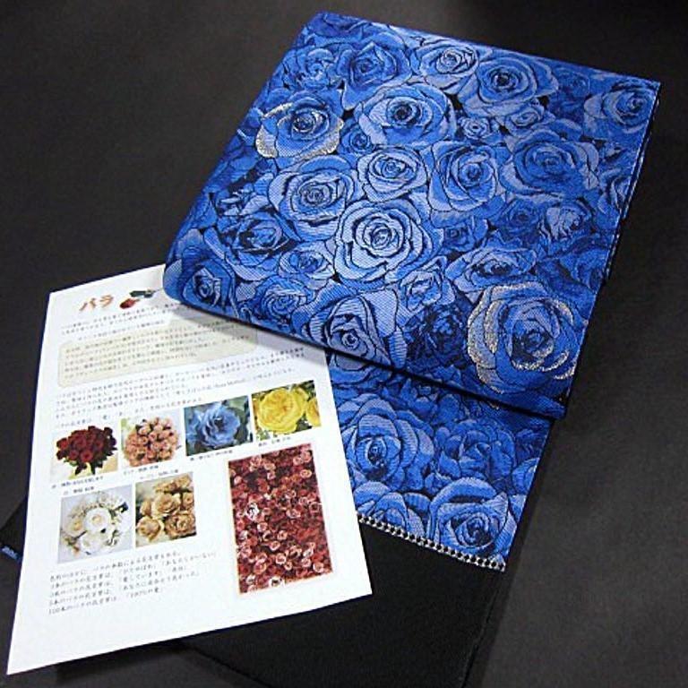 新品未仕立 西陣織六通柄袋帯 満開のバラ ブルーローズ拍卖