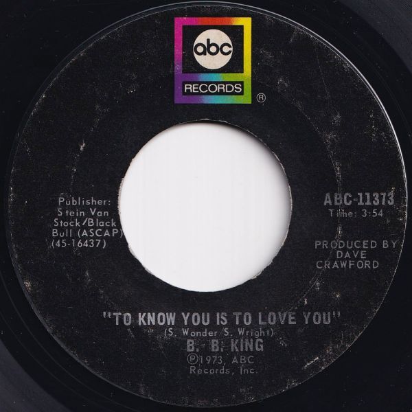 B. B. King To Know You Is To Love You / I Can't Leave ABC US 11373 208287 BLUES ブルース レコード 7インチ 45拍卖