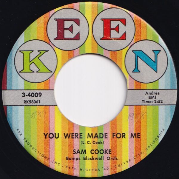 Sam Cooke You Were Made For Me / Lonely Island Keen US 3-4009 208304 R&B R&R レコード 7インチ 45拍卖