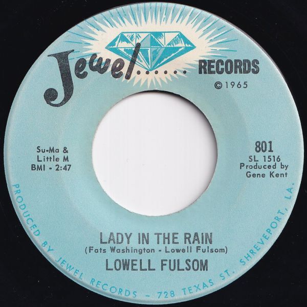 Lowell Fulsom Lady In The Rain / Letter Home Jewel US 801 208377 BLUES ブルース レコード 7インチ 45拍卖