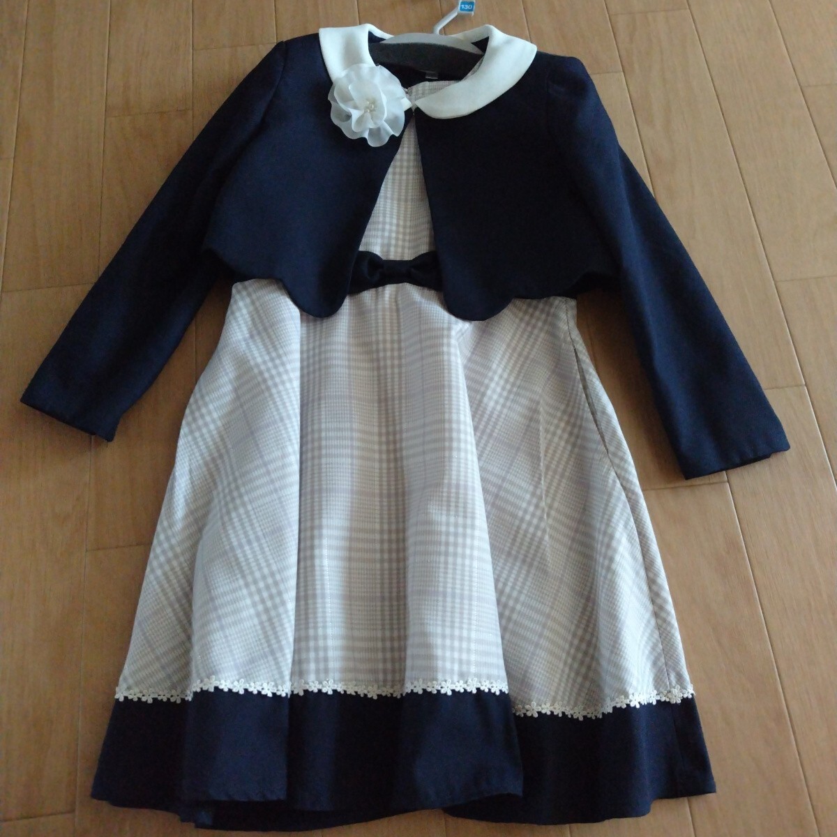 【1回試着】チェックワンピース ボレロセット フレアワンピース 130㎝ 女の子 冠婚葬祭 卒園式 入学式 avv KIDS イトキン セレモニー 拍卖