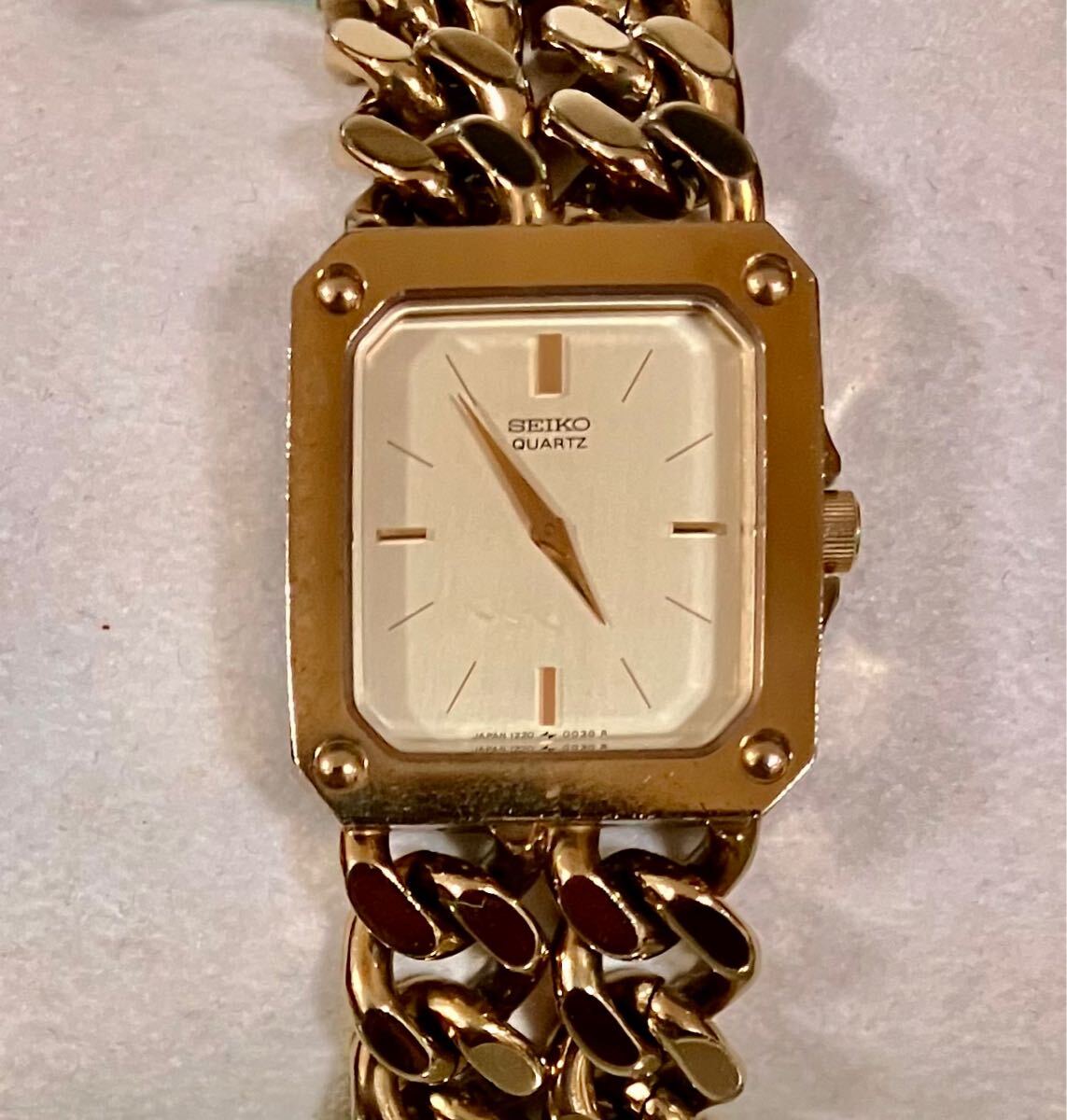 ★希少★SEIKO セイコー★2連喜平 チェーン★1220-5020★ブレスウォッチ★ゴールド★スクエア型★QZ★レディース腕時計★動作未確認★拍卖
