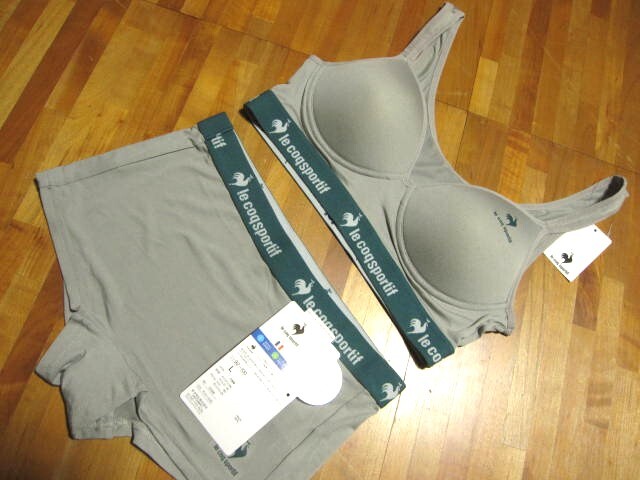 *送料無料*新品*L*ルコック*ブラ+ショーツ*チャコール*UPF50*乾きやすい*軽量素材*ストレッチ*le coq sportif拍卖