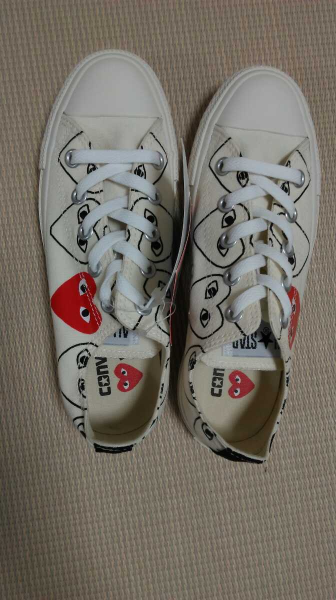 プレイ コムデギャルソン×コンバース スニーカー ホワイト系 23センチ ローカット 新品未使用 拍卖