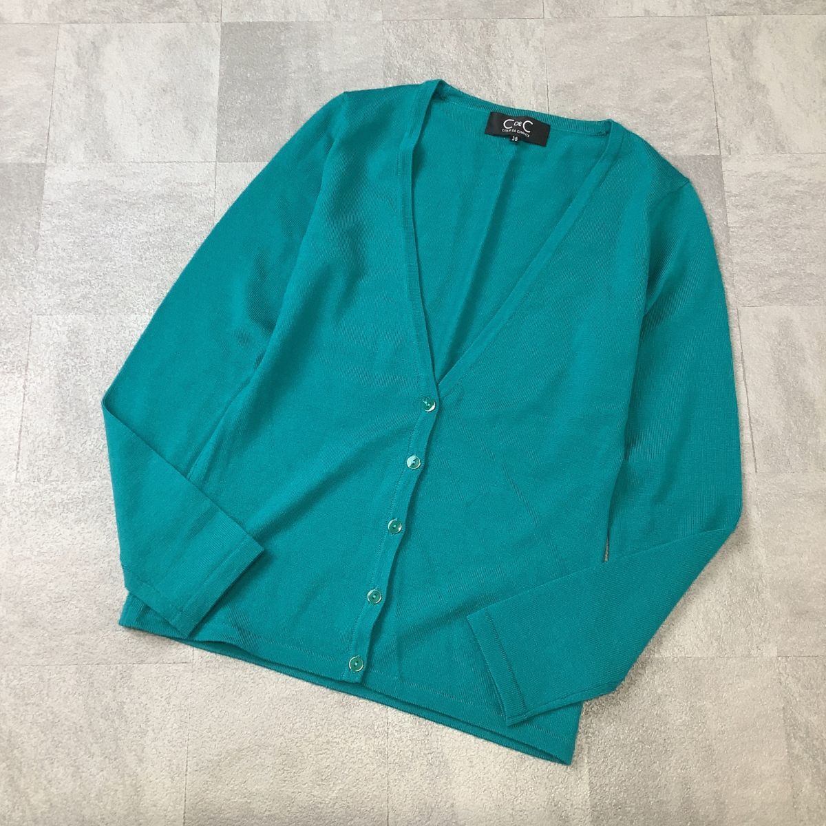 美品 COUD DE CHANCE クードシャンス ウールニット カーディガン レディース 38 Mサイズ グリーン拍卖