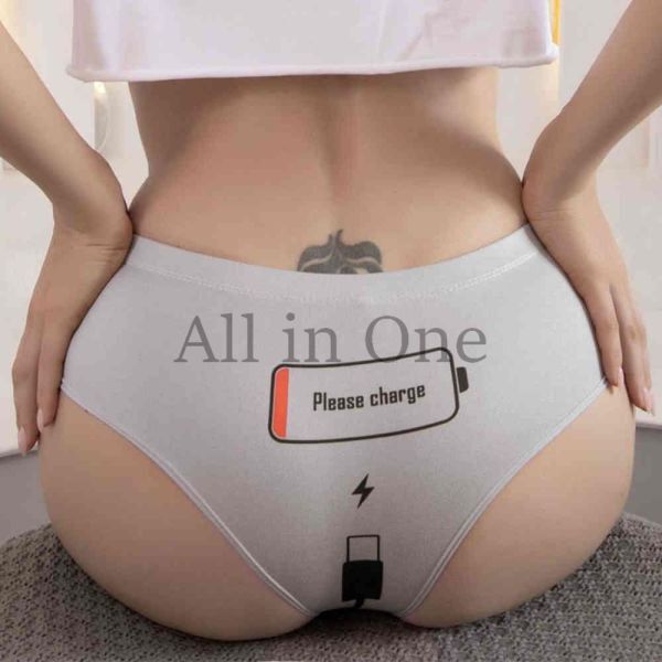 157-118-6 バッテリー 充電 チャージ バックプリント【グレー,Lサイズ】レディース 女性 下着 パンツ ショーツ コスプレ ブリーフ.2拍卖