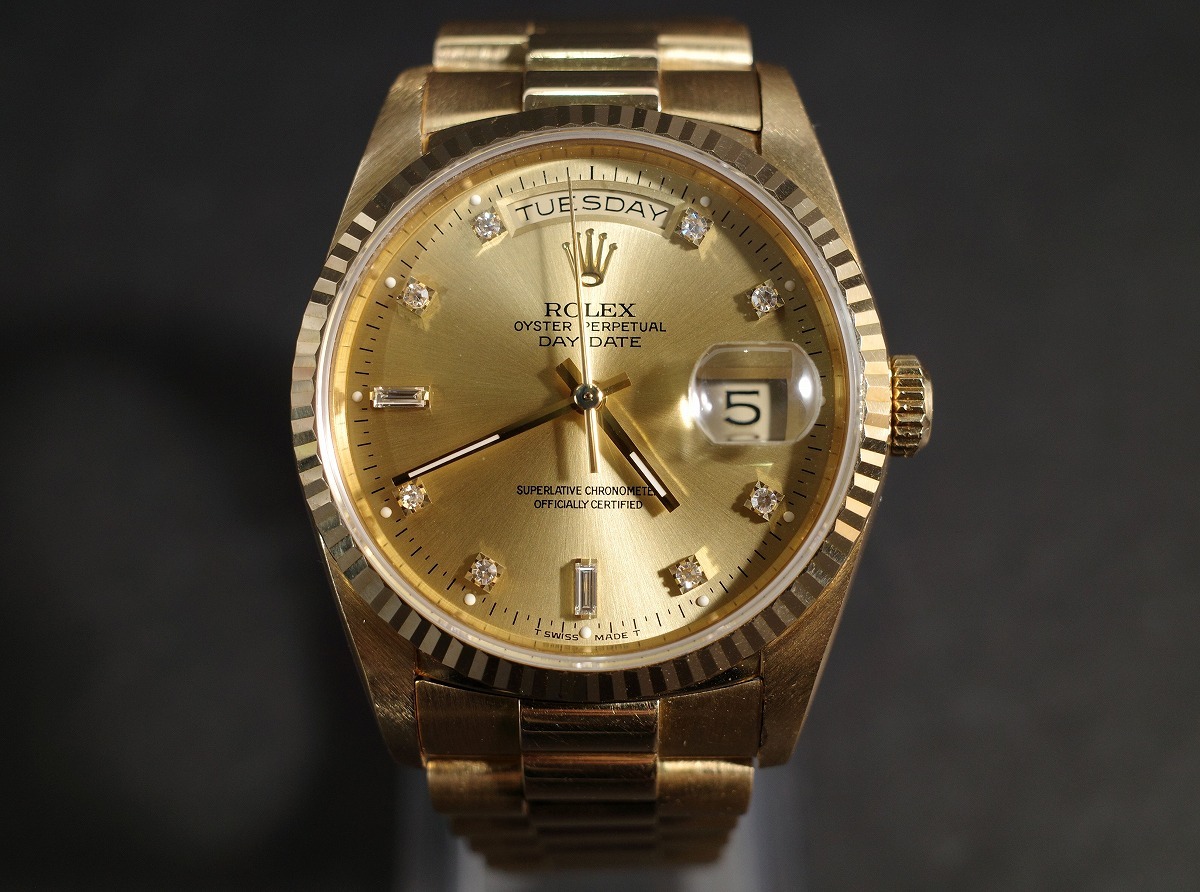 美品 ROLEX ロレックス デイデイト 18238 S番 K18YG 金無垢 10P ダイヤ 腕時計 メンズ 自動巻 フルコマ フル駒 拍卖