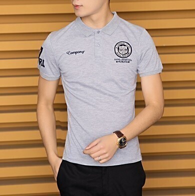 【XL 灰】 刺繍 半袖 ポロシャツ メンズ グレー ゴルフウェア シャツ シンプル カジュアル 春 夏 秋 冬 2拍卖