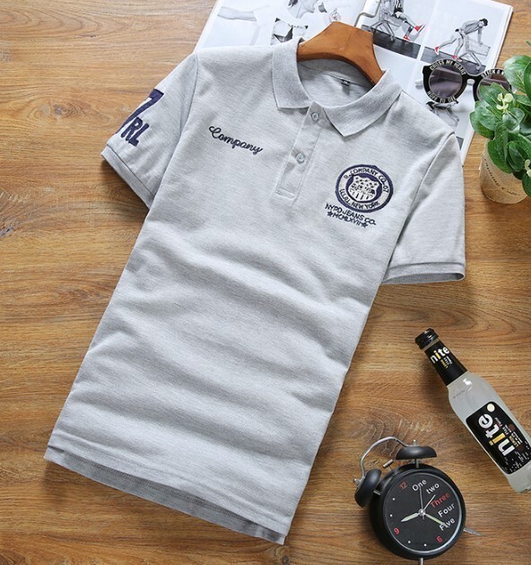 【L 灰】 刺繍 半袖 ポロシャツ メンズ グレー ゴルフウェア シャツ シンプル カジュアル 春 夏 秋 冬 3拍卖