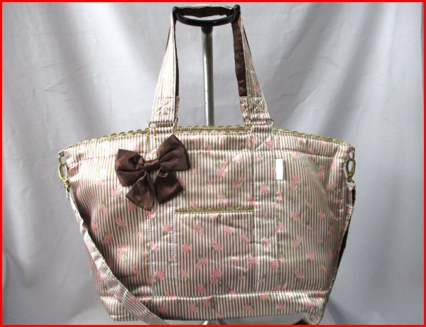 Mammy Roo/マミールー◇ルートート 2wayマザーズバッグ 小花柄 リボンチャーム付 斜め掛け W50cm拍卖