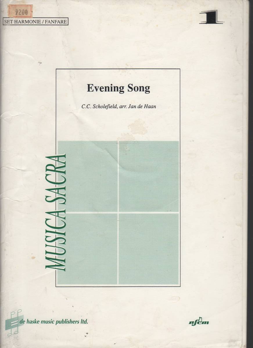 吹奏楽楽譜/C.C.スコールフィールド:イブニング・ソング/ヤン・デ・ハーン編曲/試聴可/送料無料拍卖